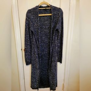 White House Black Market Sequins Blue Duster
